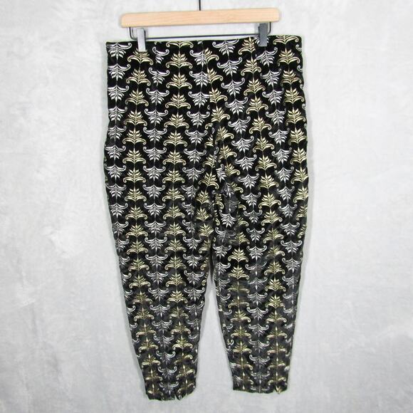 Frances Valentine Pants Size 12 Floral Metallic Gold Jacquard Print Petrie Pant - Picture 1 of 12